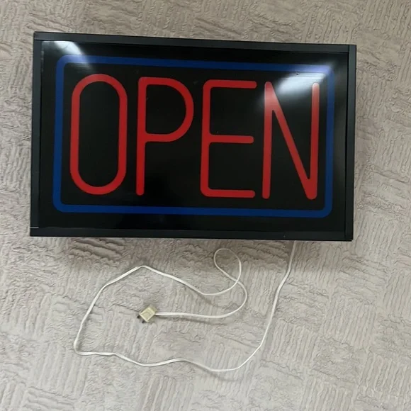 Vintage OPEN light up sign, approx 21”x13”x4.5”